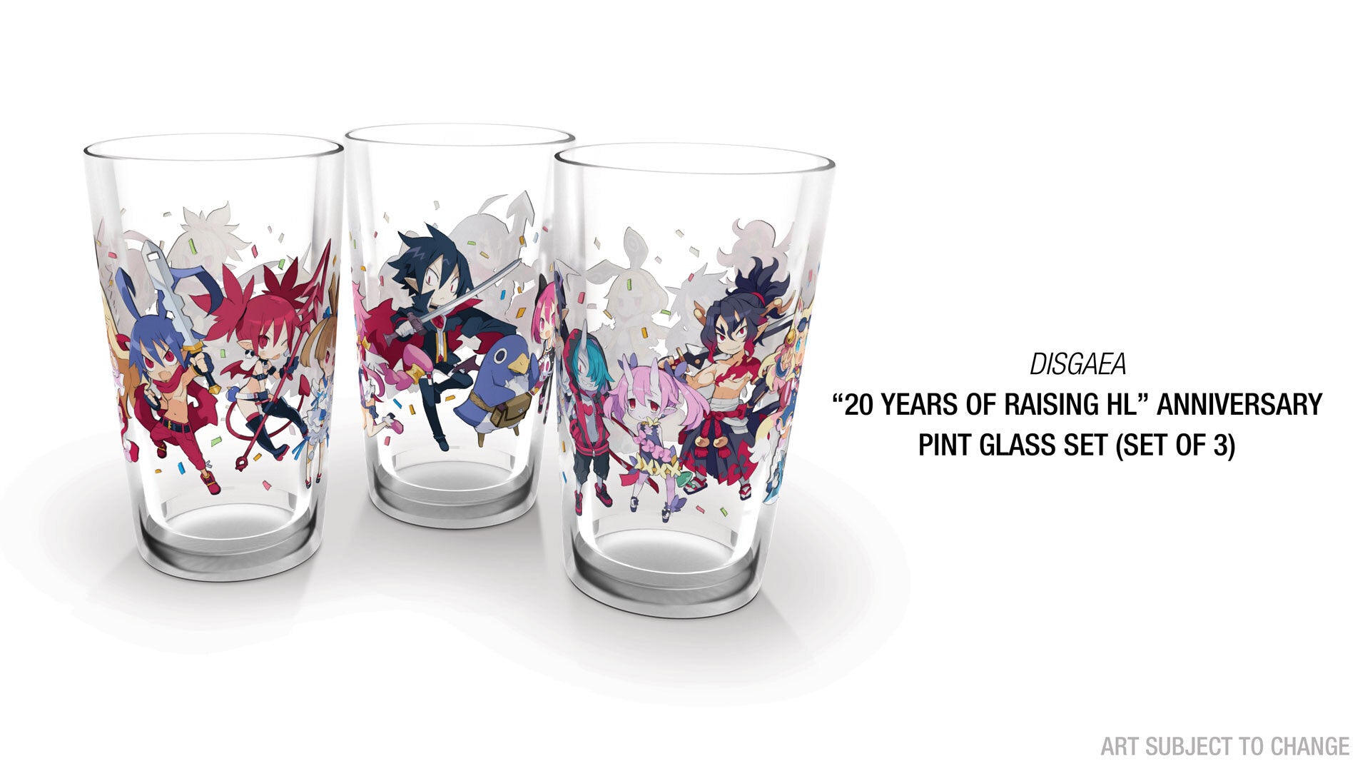 Disgaea "20 Years of Raising HL" Anniversary Pint Glass Set (Set of 3)